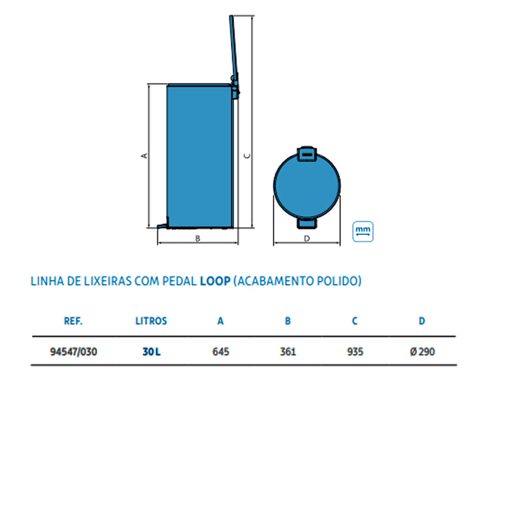 Lixeira 30 Litros com Pedal Loop - Tramontina
