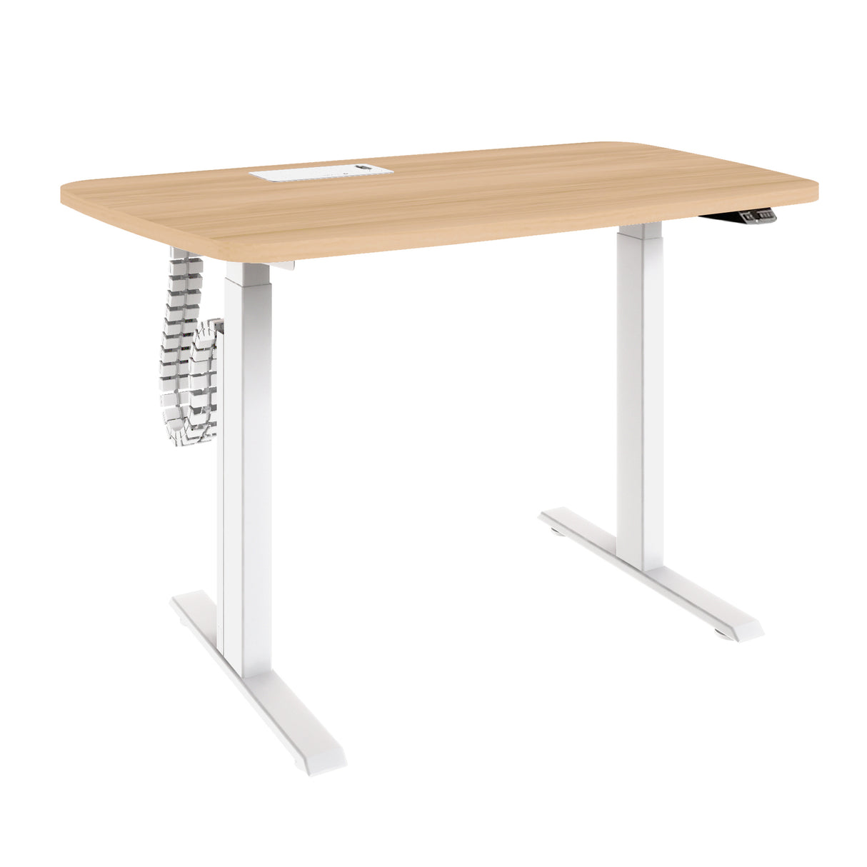 Mesa elétrica orgânica com caixa de tomadas esquerda 72 a 119A X 140L X 70P