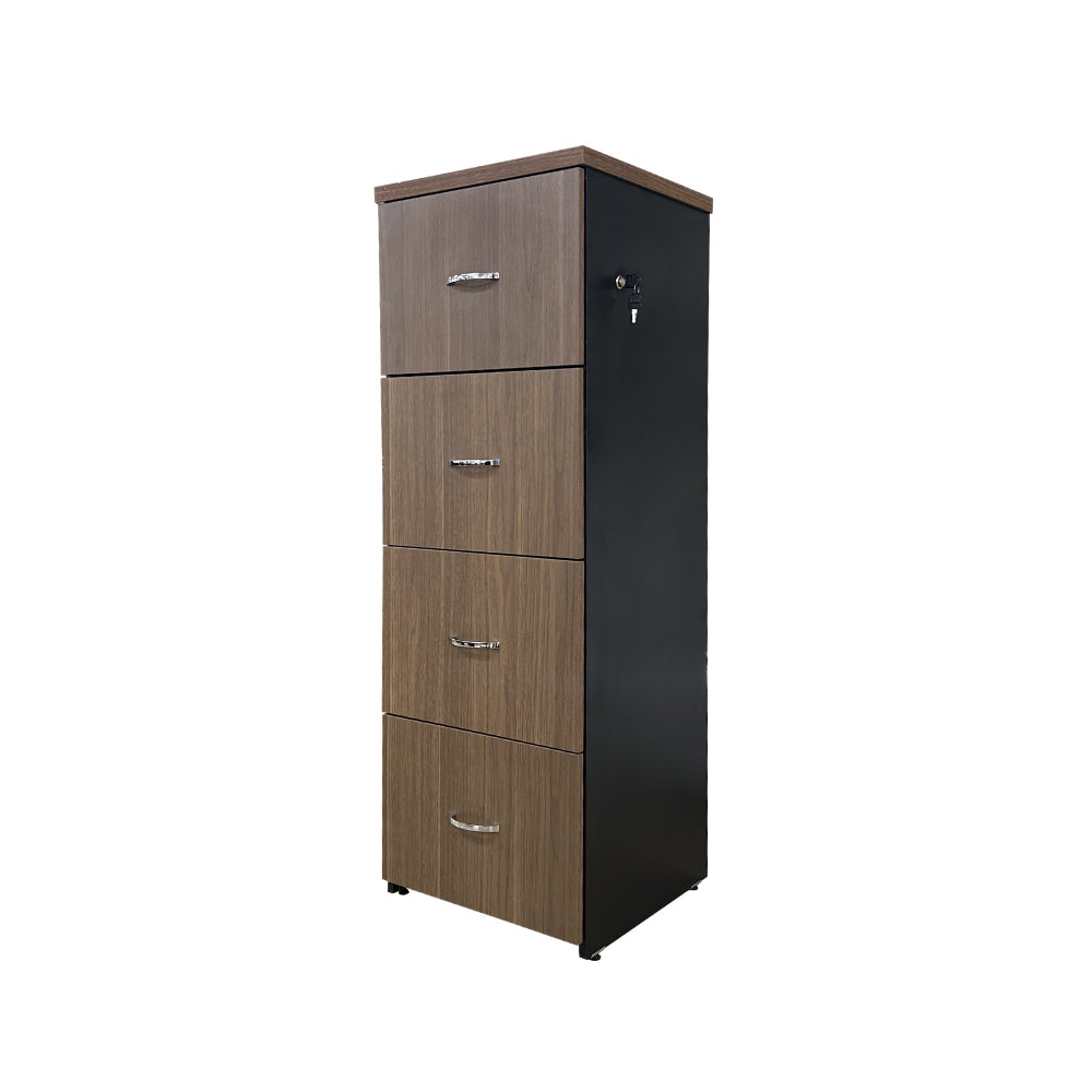 Kit Promocional Mesa de Escritório 160cm castanho tannat Pé Painel preto - SM Alfa BP - 73Ax160Lx70P + Arquivo para pasta suspensa com 4 gavetas castanho tannat com preto com corrediças telescópicas - SM Alfa BP 141Ax50Lx46P