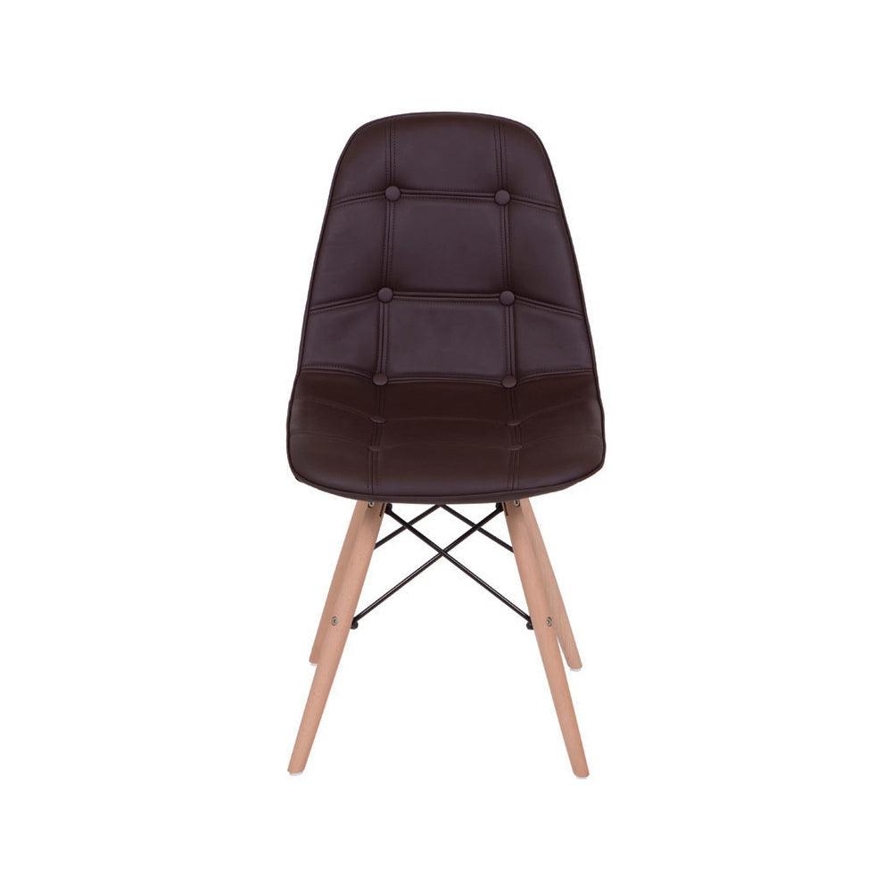 Imagem do produtoCadeira fixa Botonê com estofado em PU e base de madeira, design elegante para salas de jantar e escritórios.