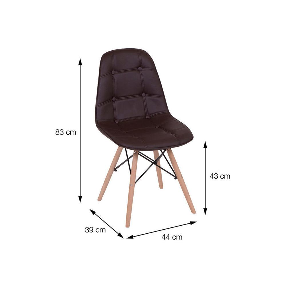 Cadeira fixa Botonê com estofado em PU e base de madeira, design elegante para salas de jantar e escritórios.