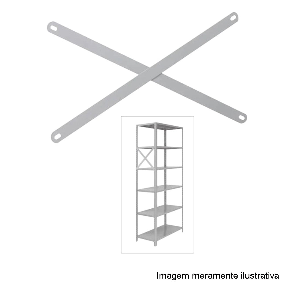 Reforço lateral em X para estante de aço de prateleira 42cm - W3 Smart