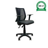 Cadeira de Escritório diretor com encosto em tela preta, assento em material sintético e apoio para braços - Capri