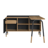 Mesa de escritório executiva com tampo giratório e balcão Credenza 28005 Flexus - Artesano - 78AX111/136LX45/37,5P