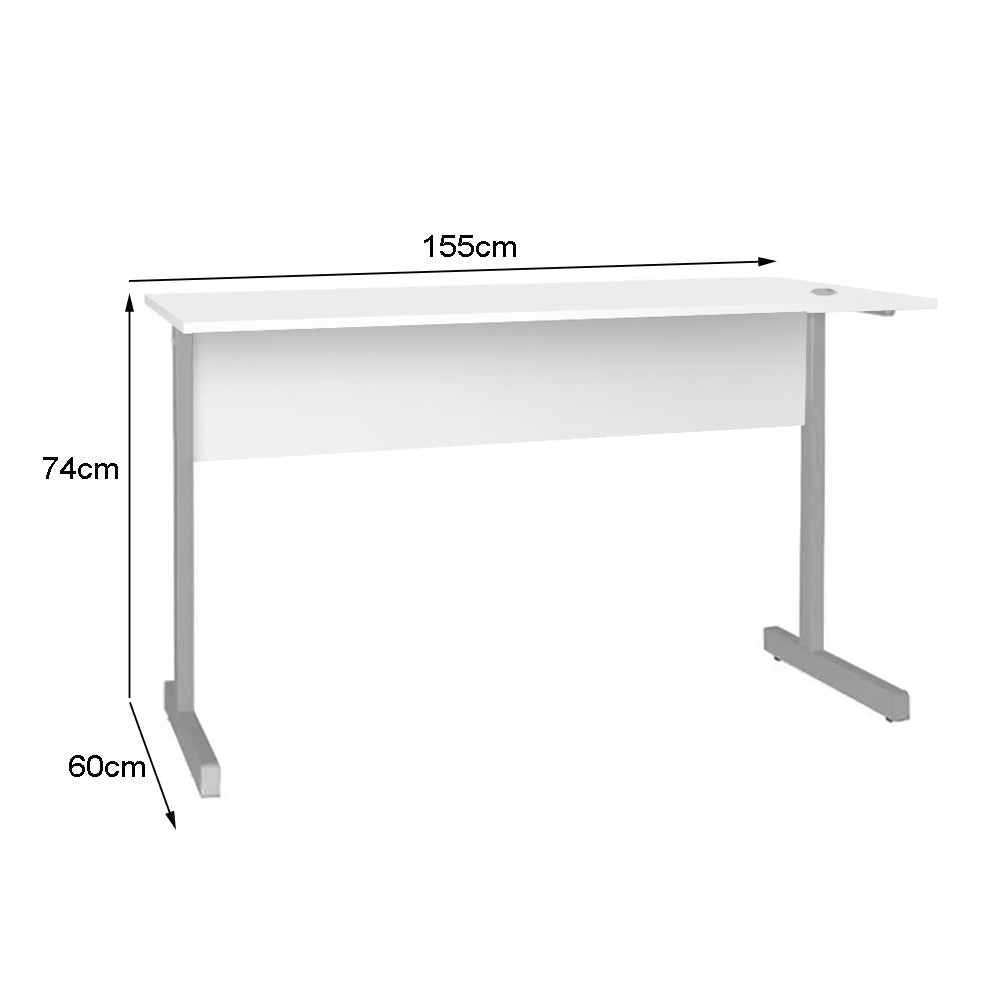 Mesa de Escritório 155cm Pé Metálico sem Gaveta com 1 passa fio - SM Super Light 15MM - 74AX155LX60P