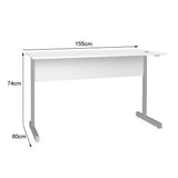 Mesa de Escritório 155cm Pé Metálico sem Gaveta com 1 passa fio - SM Super Light 15MM - 74AX155LX60P