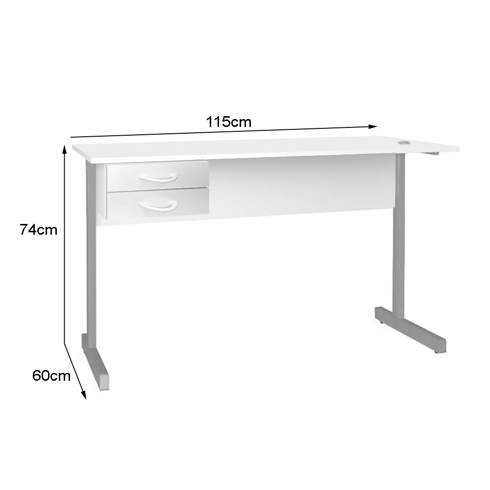 Mesa de Escritório 115cm Pé Metálico Com 2 Gavetas - SM Super Light 15MM - 74AX115LX60P