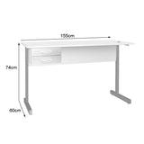 Mesa de Escritório 155cm Pé Metálico Com 2 Gavetas - SM Super Light 15MM - 74AX155LX60P