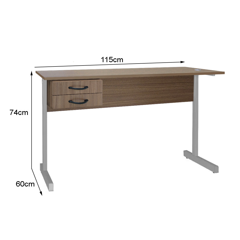 Mesa de Escritório 115cm Pé Metálico Com 2 Gavetas - SM Super Light 15MM - 74AX115LX60P