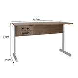 Mesa de Escritório 115cm Pé Metálico Com 2 Gavetas - SM Super Light 15MM - 74AX115LX60P