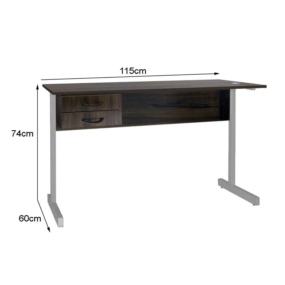 Mesa de Escritório 115cm Pé Metálico Com 2 Gavetas - SM Super Light 15MM - 74AX115LX60P