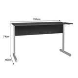 Mesa de Escritório 155cm Pé Metálico sem Gaveta com 1 passa fio - SM Super Light 15MM - 74AX155LX60P
