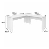 Mesa de Escritório em "L" Pé Painel 25mm - Sm Delta Especial 25mm - 74A x 135x150L x 45x60P