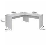 Mesa de Escritório em "L" Pé Painel 25mm - Sm Delta Especial 25mm - 74A x 135x150L x 45x60P