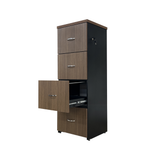 Kit Promocional  Mesa de Escritório 160cm castanho tannat Pé Painel preto - SM Alfa BP - 73Ax160Lx70P + Arquivo para pasta suspensa com 4 gavetas castanho tannat com preto com corrediças telescópicas - SM Alfa BP 141Ax50Lx46P