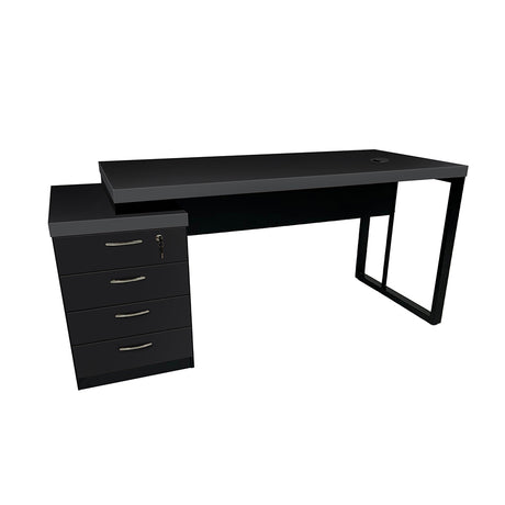 Mesa de Escritório 172cm Dinâmica Pé Metálico Com Gaveteiro Pedestal de 4 gavetas - SM Prime - 76AX172LX70P
