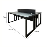 Mesa Plataforma Dupla de 120Lx135P com régua de conectividade e painel divisor em MDP - SM Prime - 76Ax120Lx135P