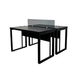 Mesa Plataforma Dupla de 120Lx135P com régua de conectividade e painel divisor em vidro - SM Prime - 76Ax120Lx135P