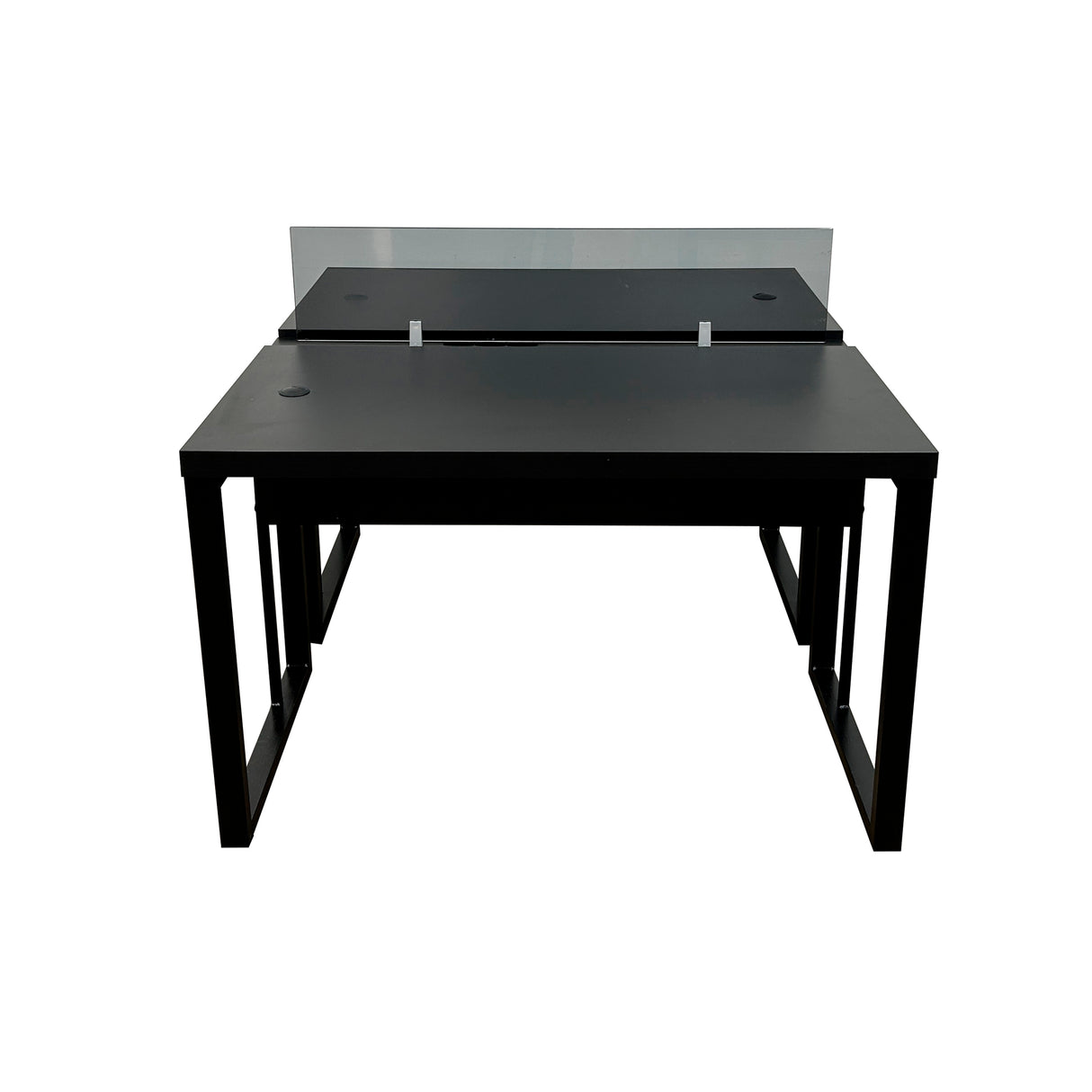 Mesa Plataforma Dupla de 120Lx135P com régua de conectividade e painel divisor em vidro - SM Prime - 76Ax120Lx135P