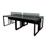 Kit com 2 Mesas Plataforma Dupla de 120Lx135P com régua de conectividade e painel divisor em vidro - SM Prime - 76Ax120Lx135P