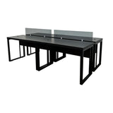 Kit com 2 Mesas Plataforma Dupla de 150Lx135P com régua de conectividade e painel divisor em vidro- SM Prime - 76Ax150Lx135P