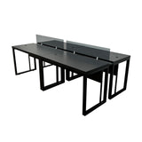 Kit com 2 Mesas Plataforma Dupla de 150Lx135P com régua de conectividade e painel divisor em vidro- SM Prime - 76Ax150Lx135P