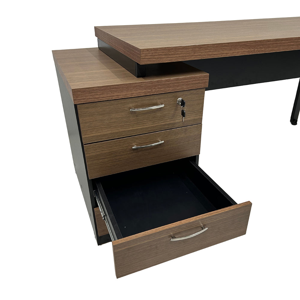Mesa de Escritório Dinâmica Pé Metálico Com Gaveteiro Pedestal de 4 gavetas - SM Prime - 76AX172LX70P