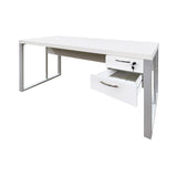 Mesa de Escritório 120cm Pé Metálico Com Gaveteiro de 2 Gavetas - SM Prime - 76Ax120Lx60P
