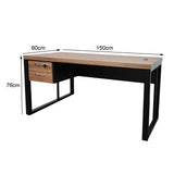 Mesa de Escritório 150cm Pé Metálico Com Gaveteiro de 2 Gavetas - SM Prime - 76Ax150Lx60P