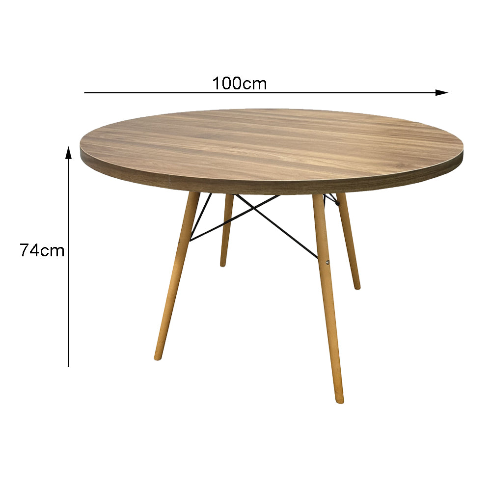 Mesa de Escritório Redonda 4 Lugares Spezia com pé de madeira e tampo de 30mm - SM - 74AX100L