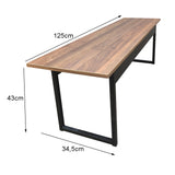 Banco para mesa refeitório 2 Lugares em MDF com estrutura metálica 125L x 43A x 34,5P