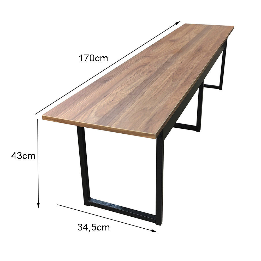 Mesa para Refeitório 6 Lugares c/2 Bancos 3 Lug. em MDF com Estrutura Metálica 180L x 72P