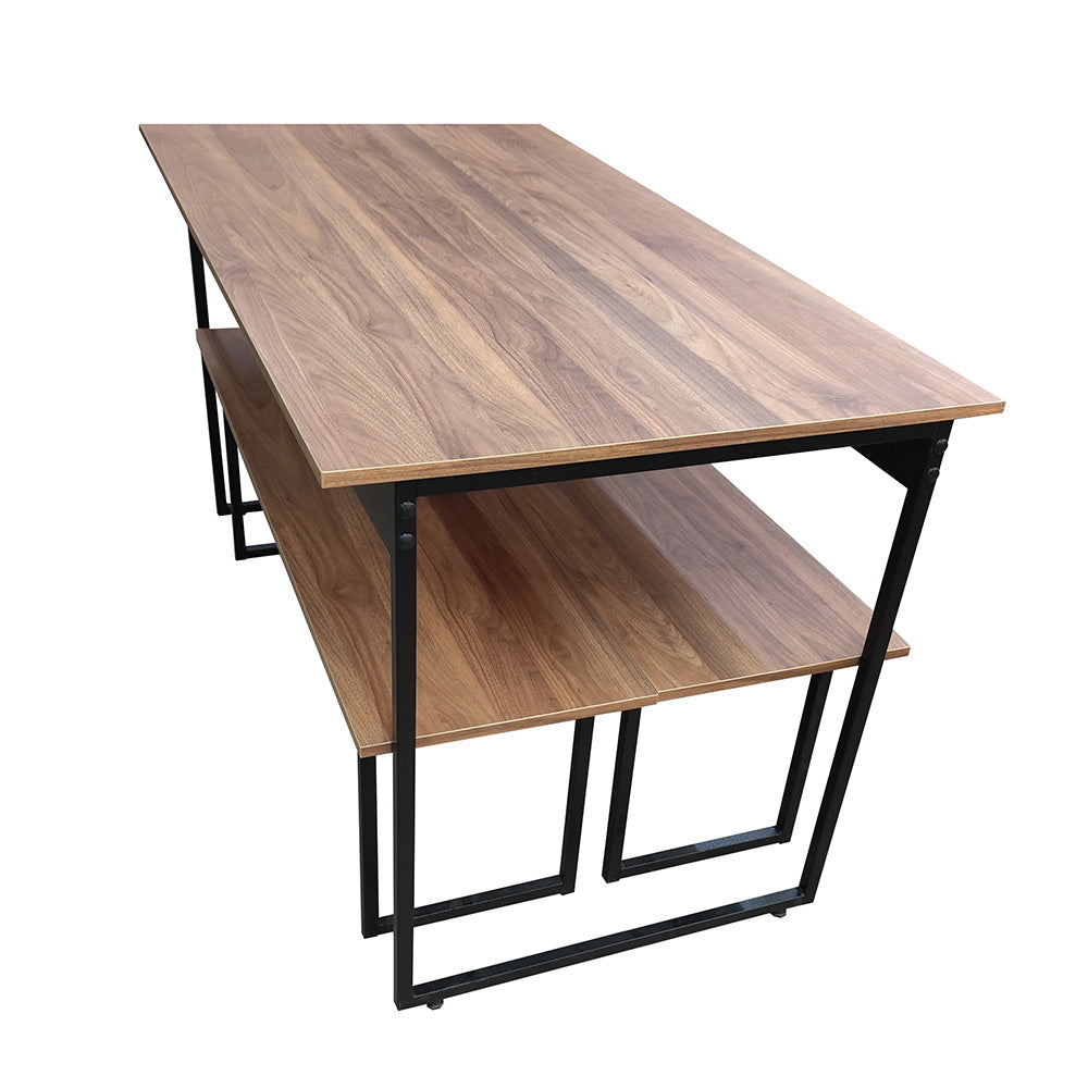 Mesa para Refeitório 4 Lugares c/2 Bancos 2 Lug. em MDF com Estrutura Metálica 135L x 72P