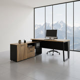 Mesa diretor dinâmica com armário com 1 gaveta, 1 gavetão pé trapézio