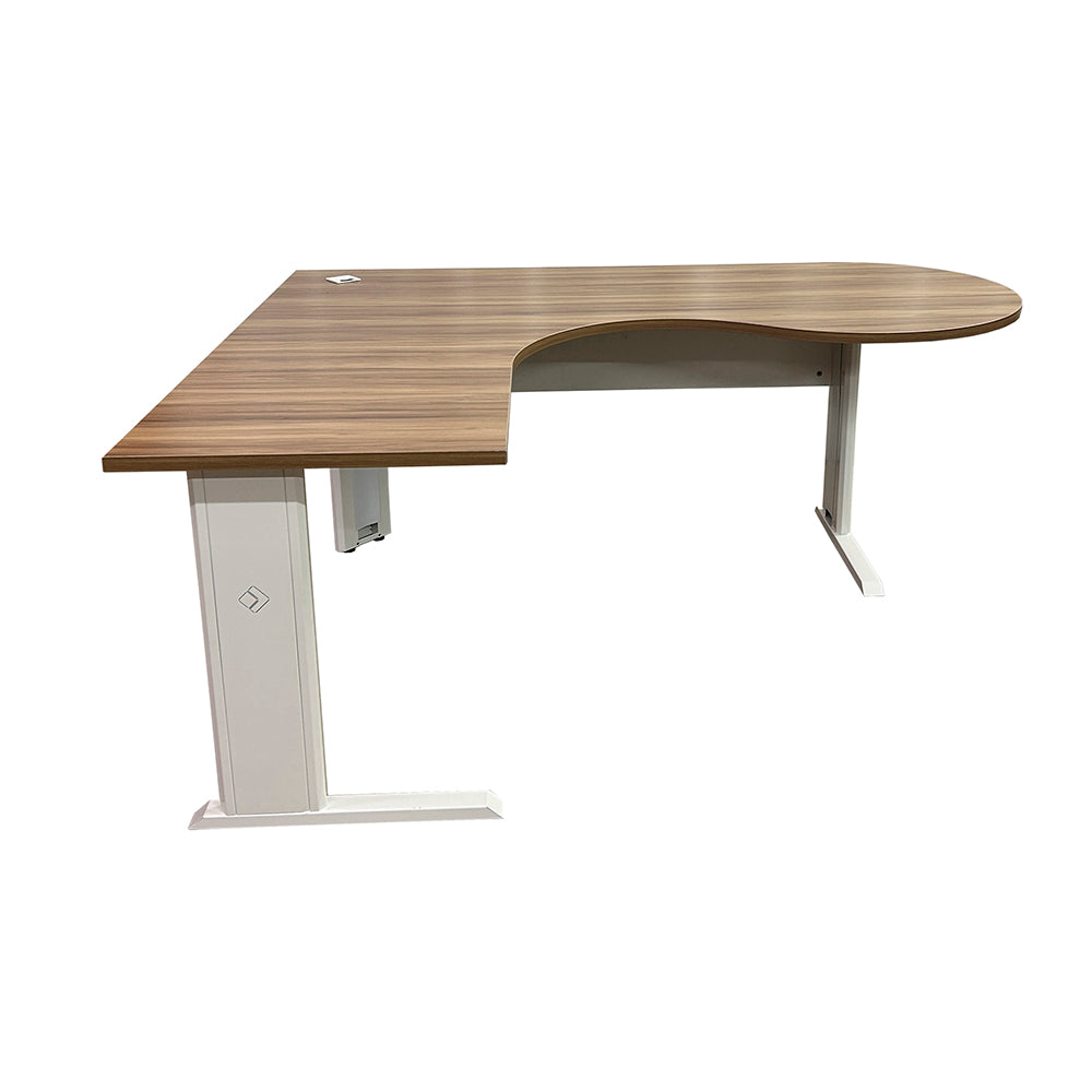 Mesa de escritório angular gerente com pé metálico direita - Euro Grécia - 74Ax150/200LX60/80P