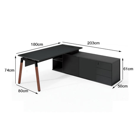 Mesa de escritório executiva com armário lateral lado direito - Euro Lexus Prime - 74AX180LX203P