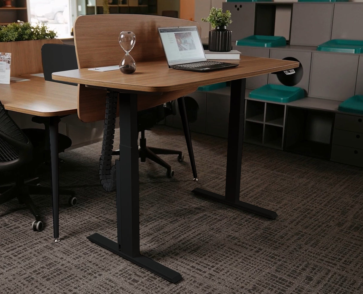 Mesa elétrica orgânica com caixa de tomadas esquerda 72 a 119A X 140L X 70P