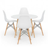 Kit com 1 Mesa e 4 Cadeiras Fixas Spezia em polipropileno com base em madeira