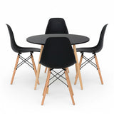 Kit com 1 Mesa e 4 Cadeiras Fixas Spezia em polipropileno com base em madeira